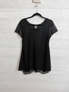 C. Oliver women’s Black Fishnet Tunic Top. Size L